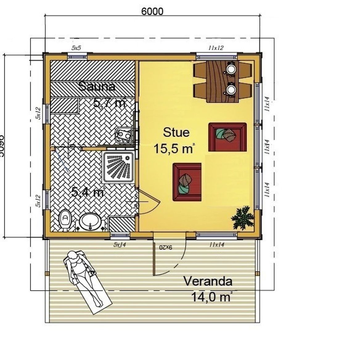 Heimbo badstuhytte 32 m2 plan